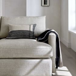 Crate & Barrel 83” Lounge Sofa - Grey Woven Fabric 