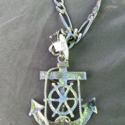 925 Silver Fígaro Chain And Pendant For Sale 