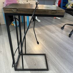 C Shaped End Table with Charging Station