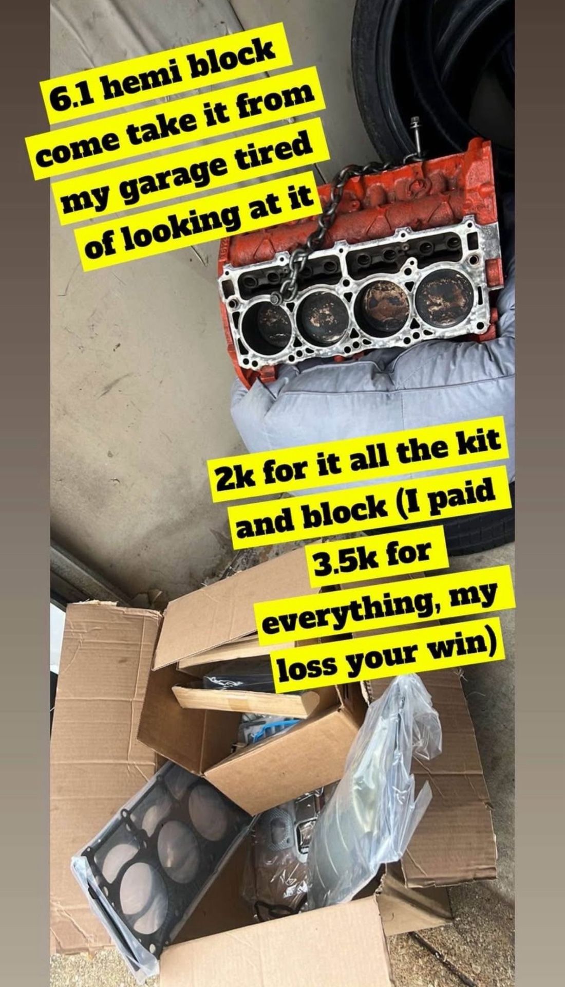 6.1 Hemi Block + Gaskets + Lifters