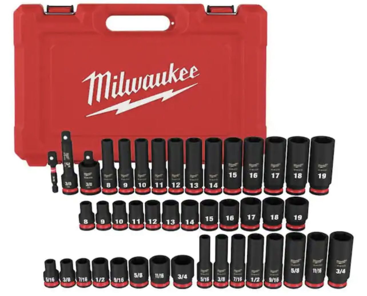 Milwaukee SHOCKWAVE 3/8 in. Drive SAE and Metric 6 Point Impact Socket Set (43-Piece)