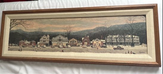 Norman Rockwell Framed Canvas "Main Street, Stockbridge" Panoramic Art