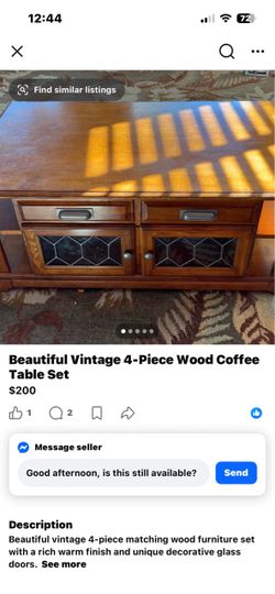Coffee table with 3 matching end tables