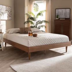 New King Size Mid Century Modern Low Profile Platform Bed