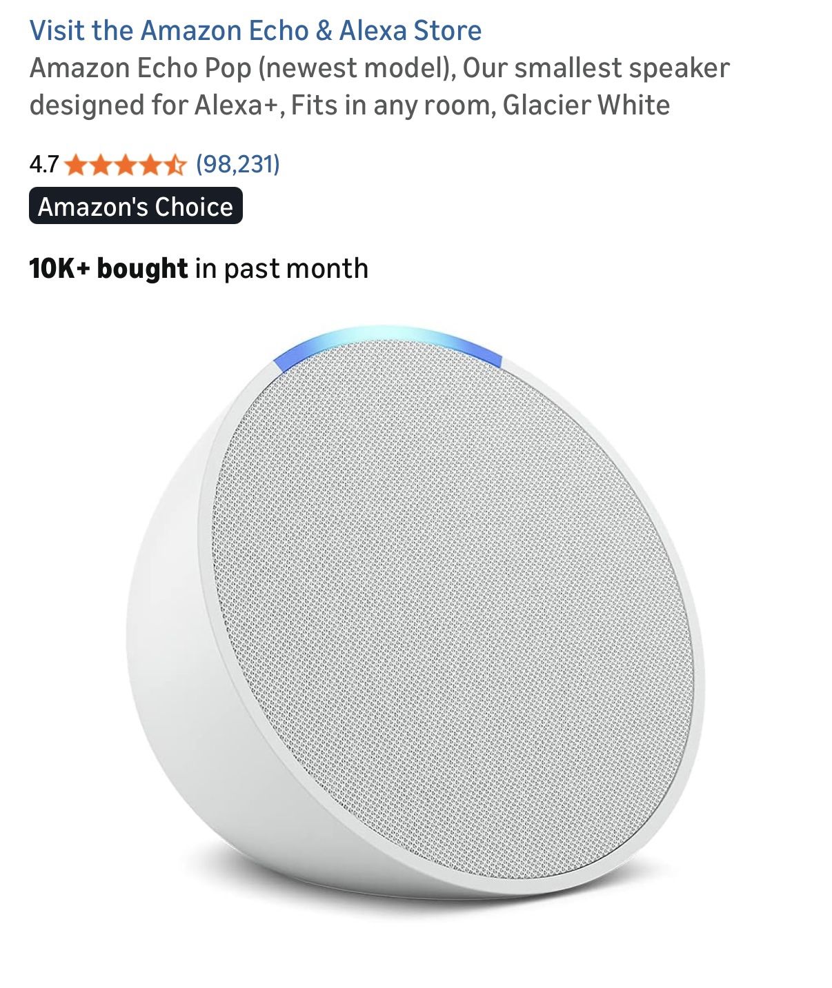 Amazon Echo Pop, Speaker for Alexa+