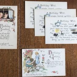 Vintage Set of 5 S.P. Co Victorian Birthday Postcards UNUSED