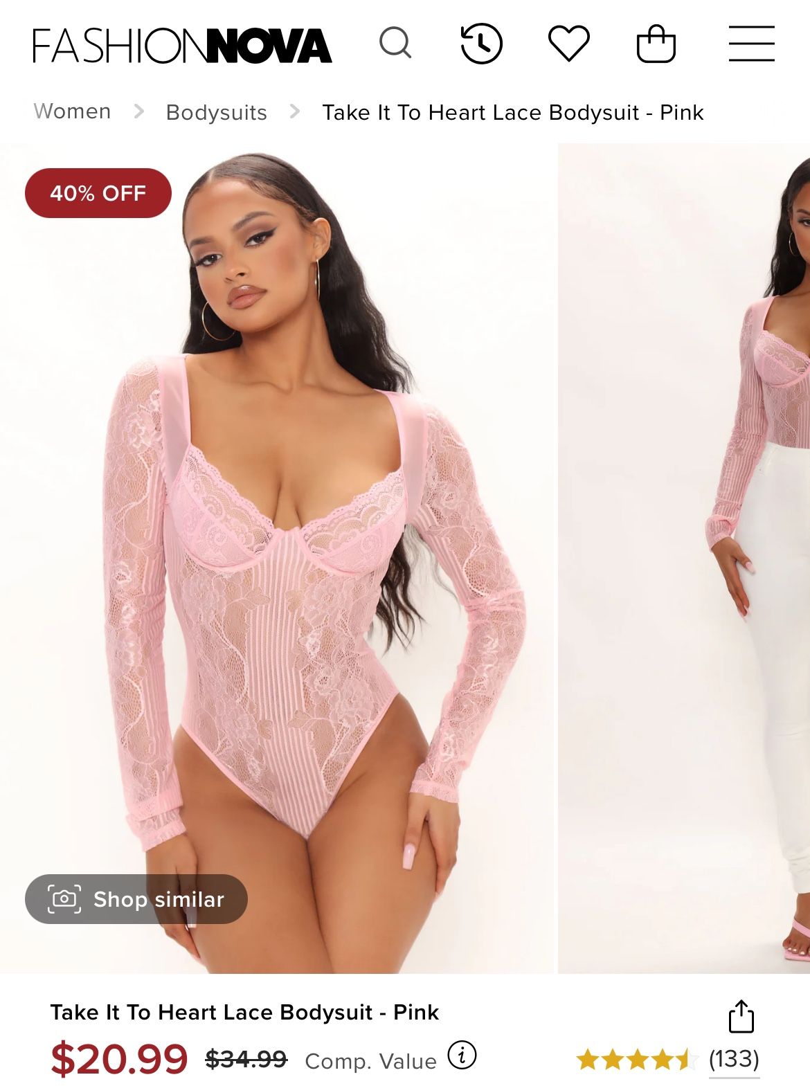 Fashion Nova Lace Bodysuit Size XL
