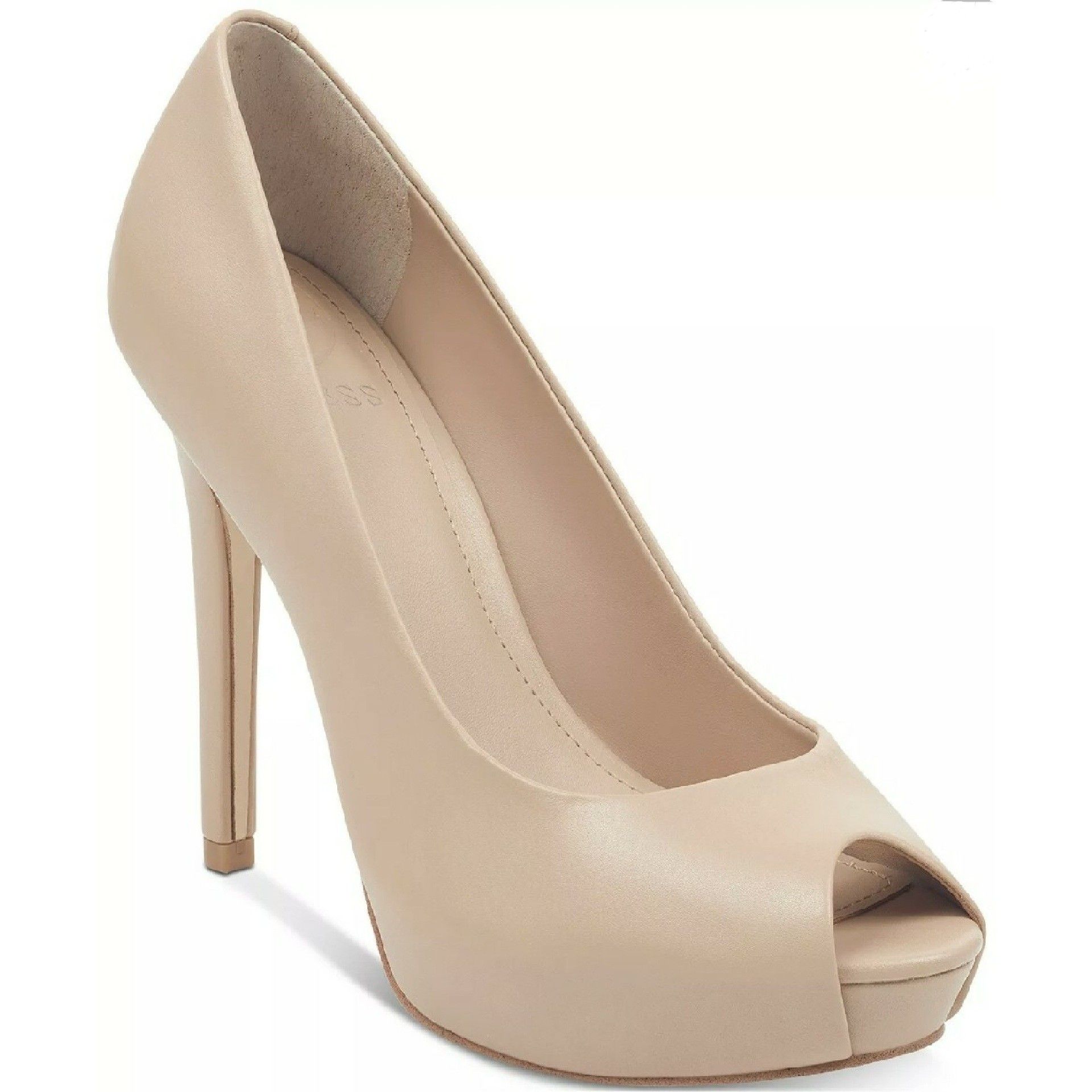 Guess Platform Blush Patent Leather Peep Toe Pump