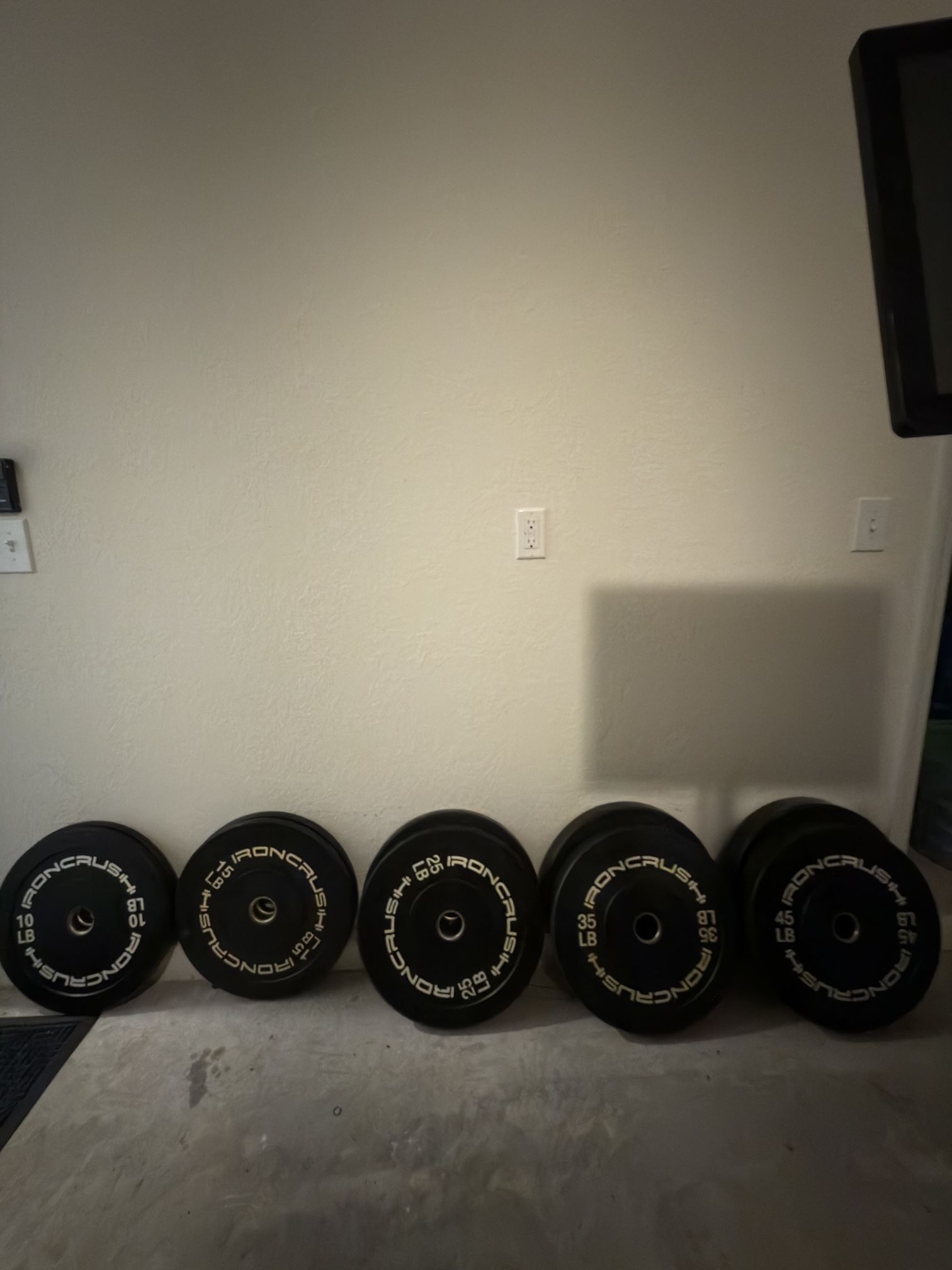 Iron Crush Olympic Bumper Plates Set - Virgin Rubber Weights for Strength Training - Fits 2" Barbell