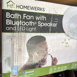 Bathroom fan with Bluetooth speaker and LED lights brand new in box