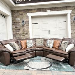 Leather Recliner Sectional Couches 