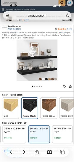 Floating Shelves - 2 Pack 12 Inch Rustic Wooden Wall Shelves - Extra Deeper & Thicker Wall Mounted Storage Shelf for Living Room, Kitchen, Farmhouse -