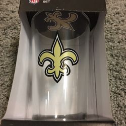 New Orleans Saints Pint Glass With 4 Coasters !
