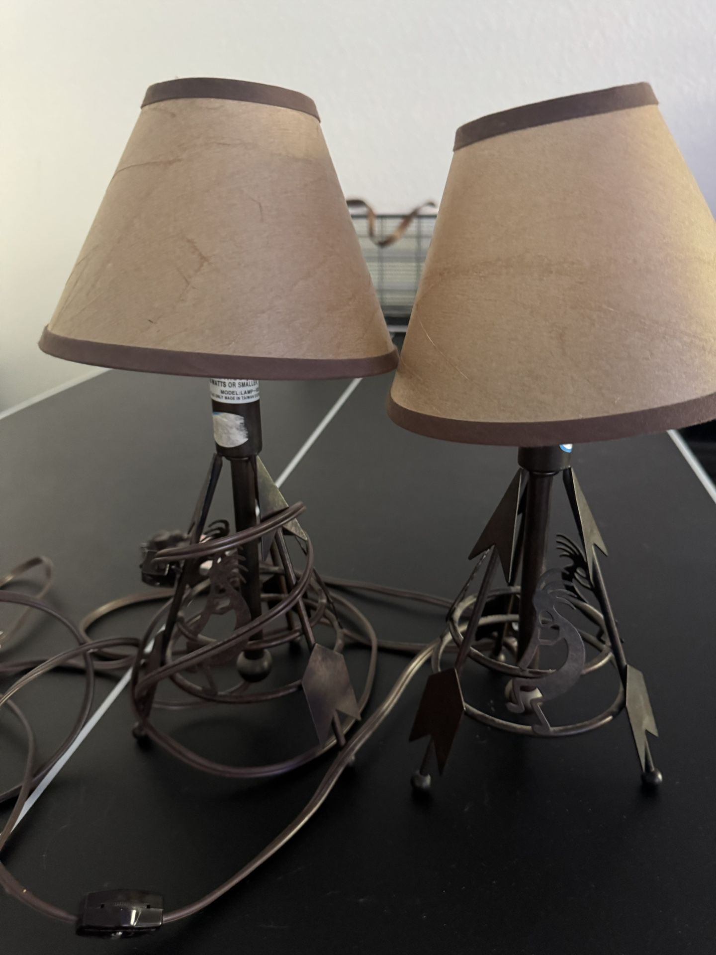 Vintage Southwestern Metal Kokopeli Lamps