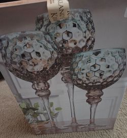 Kirklands Set of Three Mercury Finish Candle Holders
