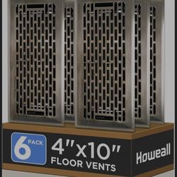 Howeall 4x10 Inches 6 Pack Heavy Duty Walkable Floor Register - Easy Adjust Air Supply Lever Decorative Floor Vent Covers, Boston Design Vent Covers f