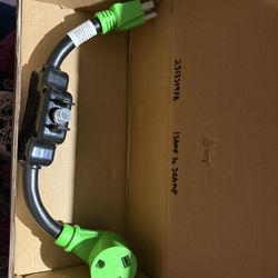 RV Electrical Adapter 15Amp to 30Amp NEMA 5-15P to TT-30R Female RV Adapter Cord with Circuit Breaker 125Volt Black-Green 16 Inch ETL Listed