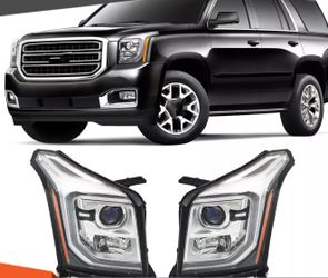 Pair 2015 2016 2017 GMC Yukon Projector Headlights W LED DRL Assembly Halogen Left Right Side headlamps 