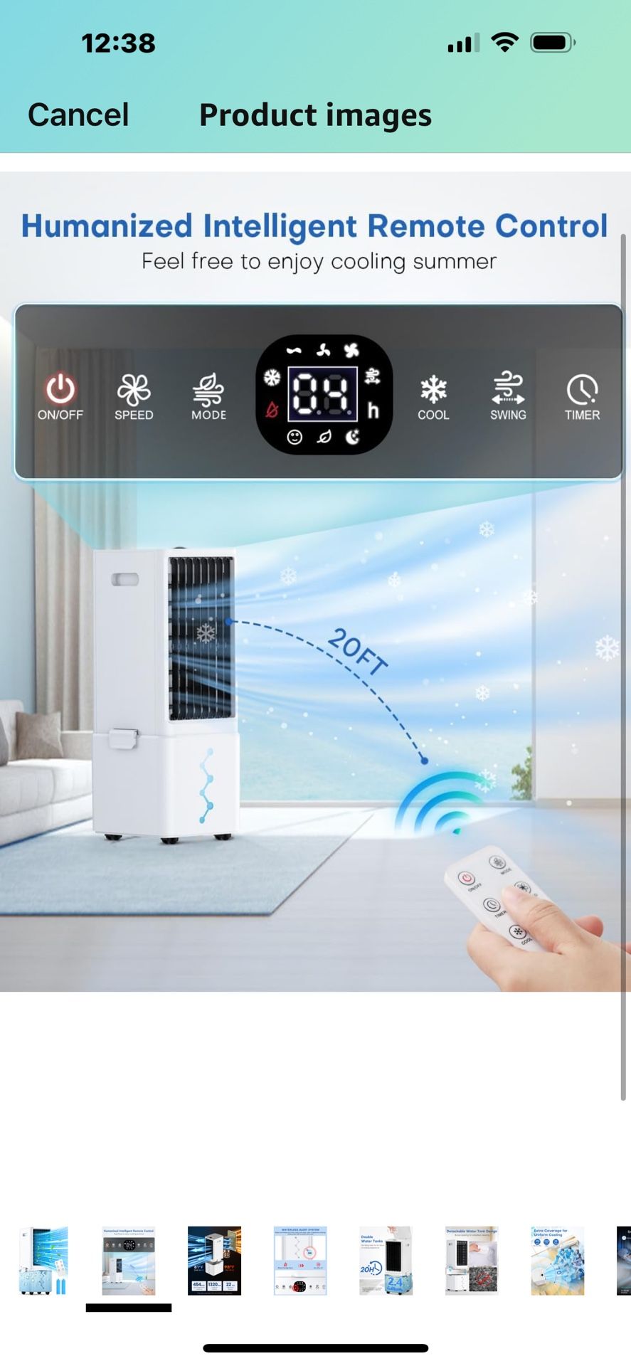 New Portable Air Conditioners w/Remote, 4 Modes & 3 Speeds, Waterless Alert System & 2.4-Gal Tank