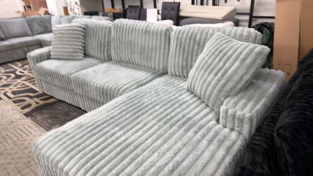 New 118x66 furry corduroy sectional couch / free delivery