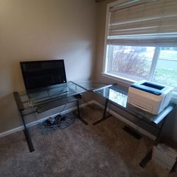 Glass Corner Desk