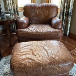 Single Person Leather Couch Chair With Footrest