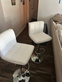 White leather bar stools