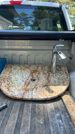 Marble sink with faucet