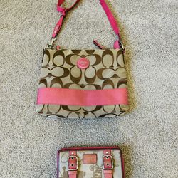 Coach PINK crossbody bags with wallet