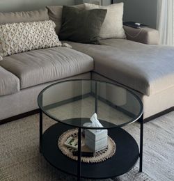 Coffee Table, Black-Brown/glass
