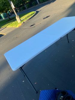Mainstays White Folding Table W/Normal Wear & Tear. Still In Good Condition(See & Click On Pictures)