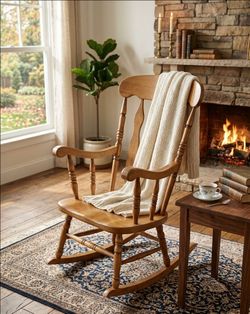 🪑 Vintage Large CLASSIC WOODEN ROCKING CHAIR 🥰🥰 COMFORT & CHARM FOR LESS! 🪑