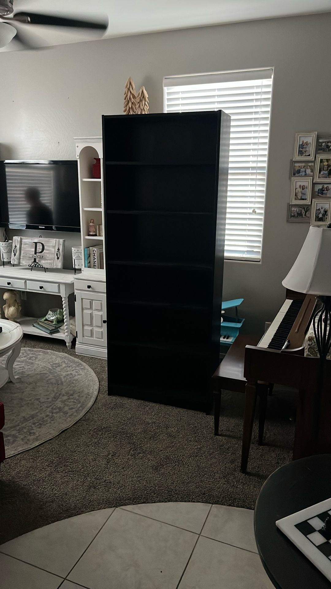 Black 6 Shelf Bookcase