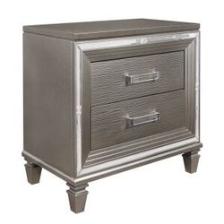 New Contemporary Night Stand With Mirrored Edges, 30X30