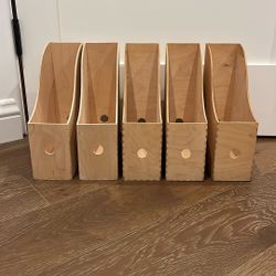 IKEA Wooden Magazine File Holders – Set of 5– Birch / Scandinavian Style