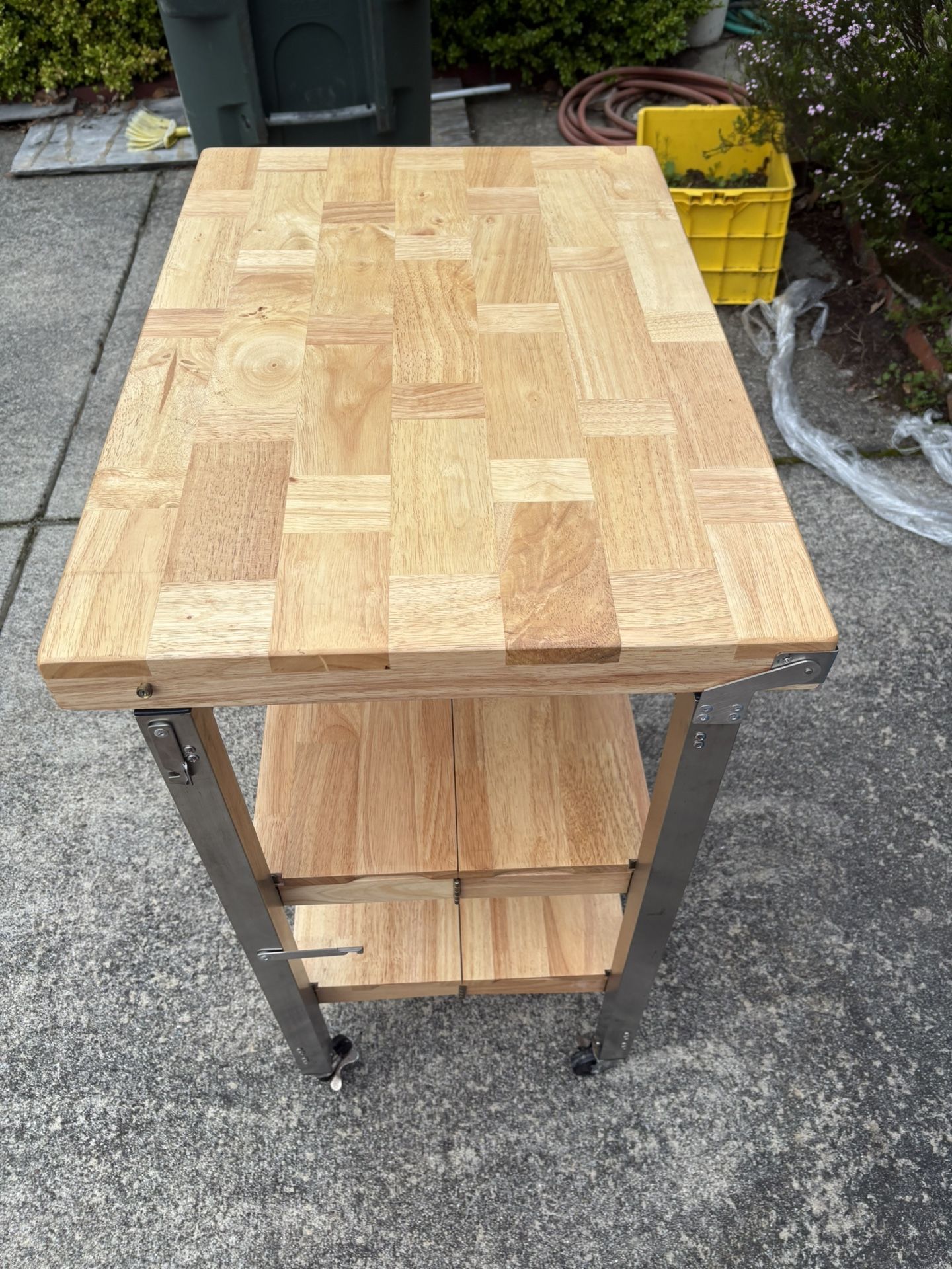 Wood Butcher Block Serving Cart