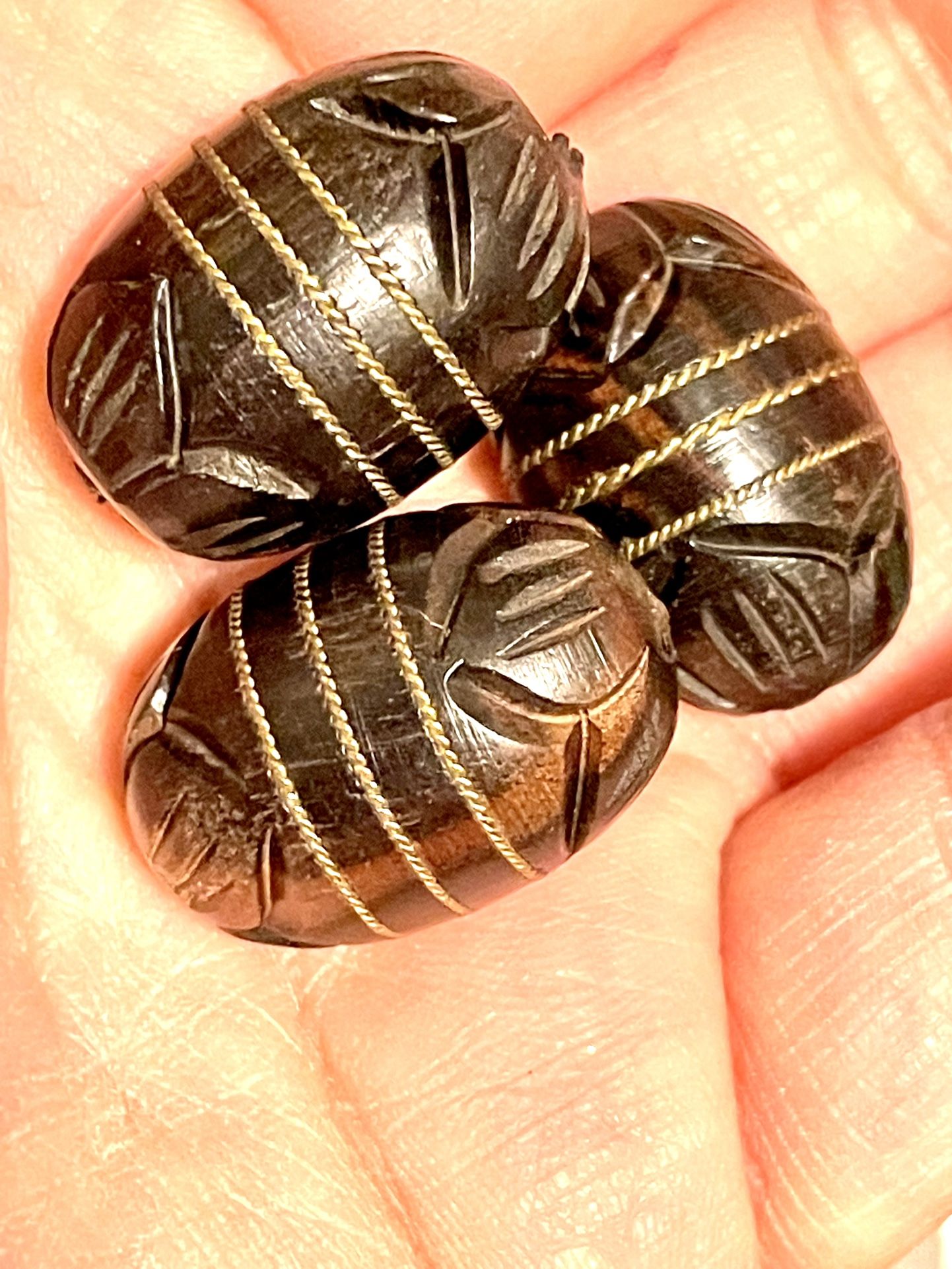 Lot Of 9 Wire Embellished Brown Beads