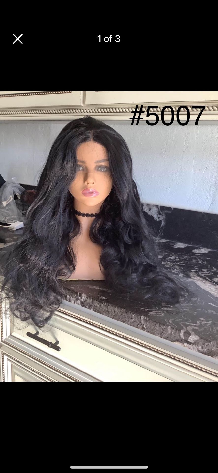 NEW BLACK WAVY WIG LACE 