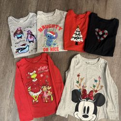Lot of Girls Christmas Shirts Size 6 /7 
