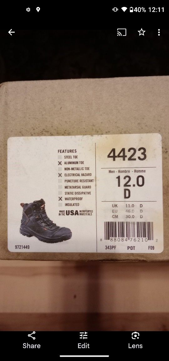 Size 12D. Red Wing Boots. # 4423. D width Size 12 Men's