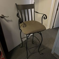 Set Of 2 Bar Stools With Cushion Seat 