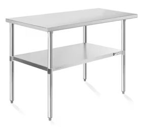 Stainless Steel Kitchen Prep Table with Bottom Shelf, 24 in. x 48 in.