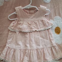 Baby Girl Dress, Blush, Size 24 Months 100% Cotton,  Fully Lining, Like New 
