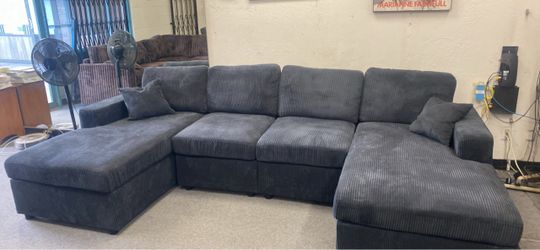 New 120x60 black corduroy sectional couch / free delivery