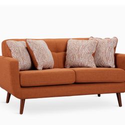 Raya Orange Fabric Loveseat - City Furniture 