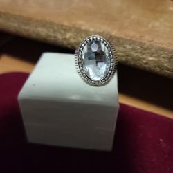 Size 10 Mens White Sapphire Stainless Steel Ring