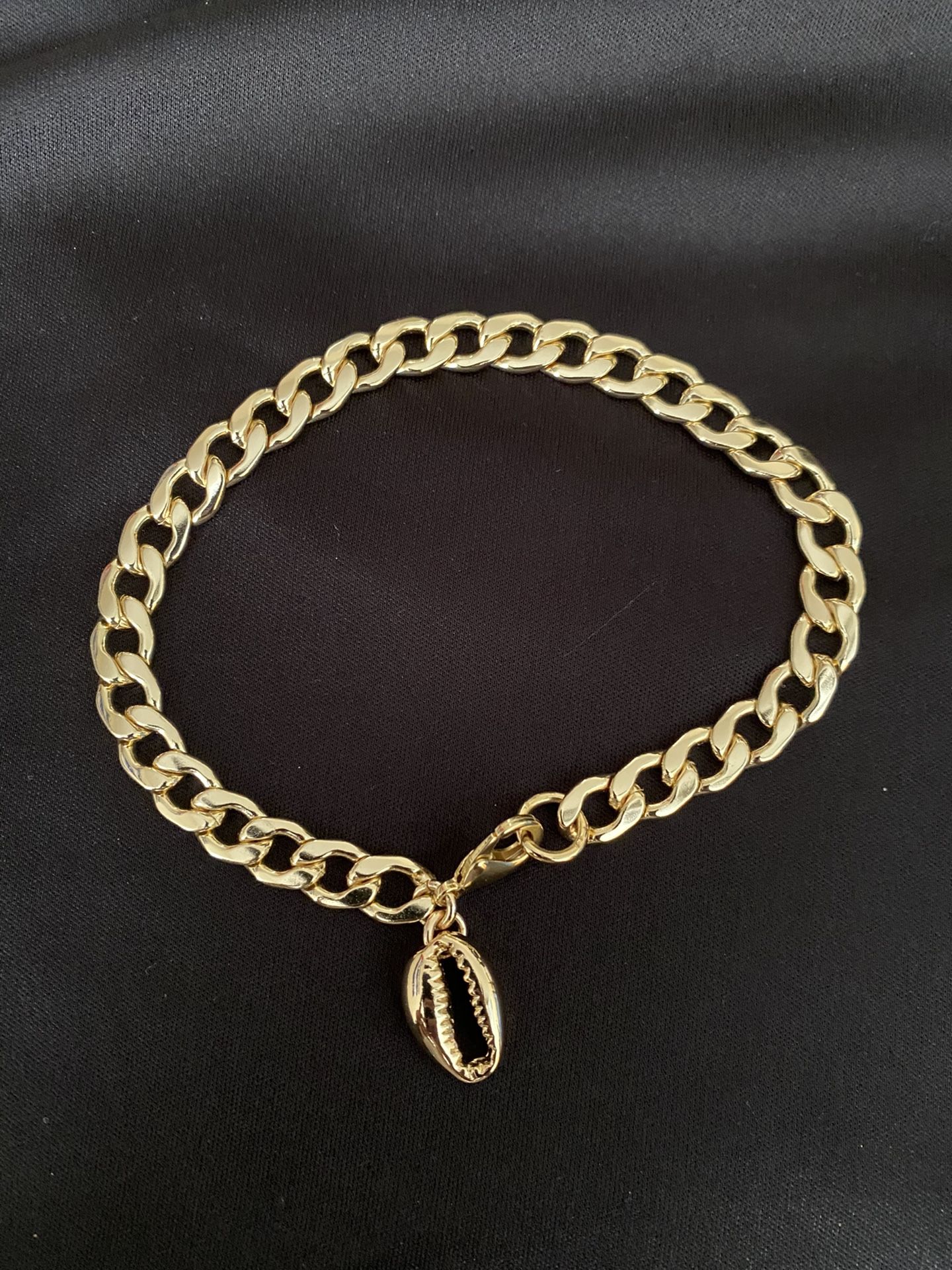 Cuban Link Anklet With Seashell (gold Plate/baño De Oro)