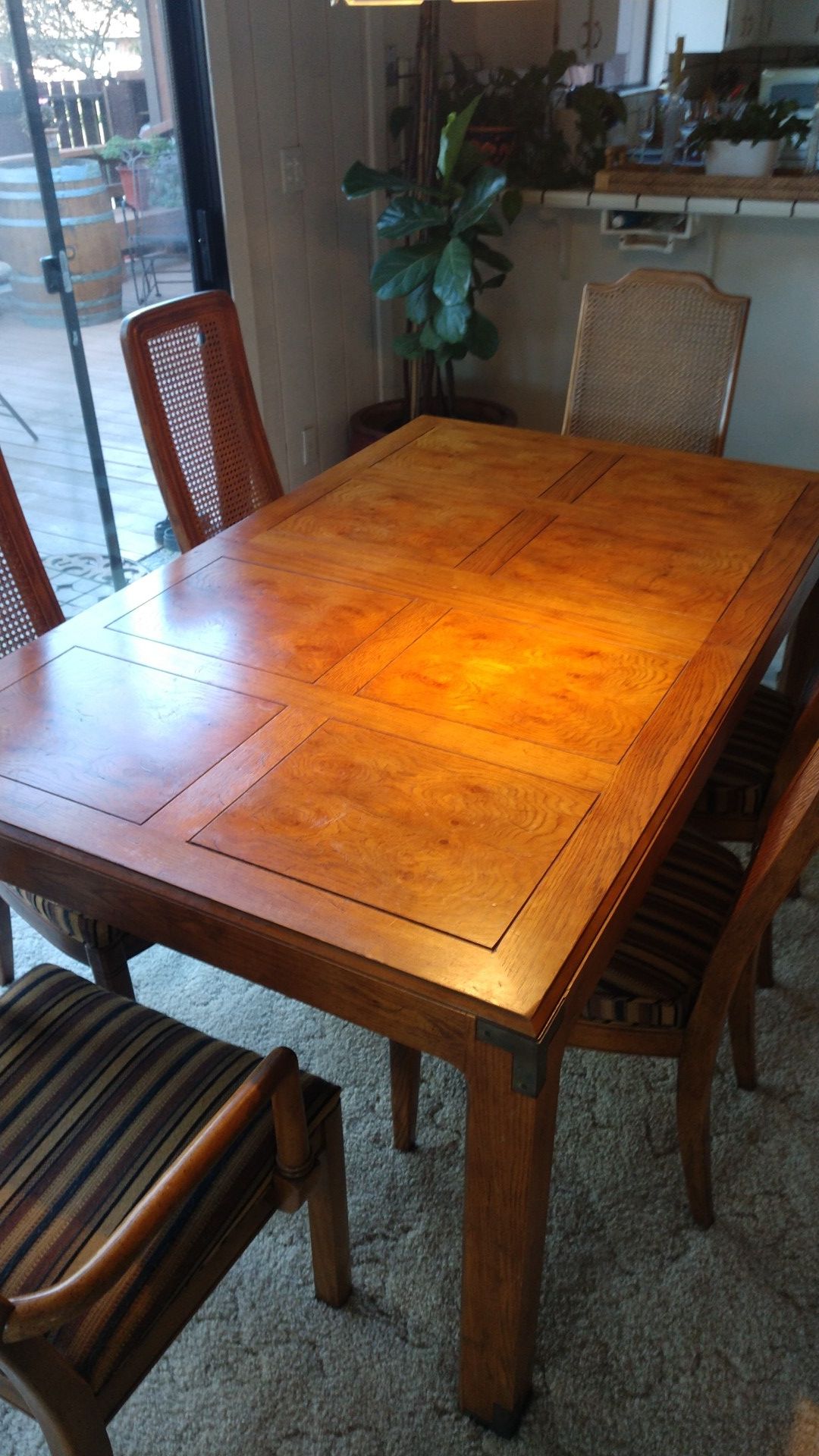 Hennredon oak dining table 