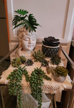 Artificial Succulents and head planter