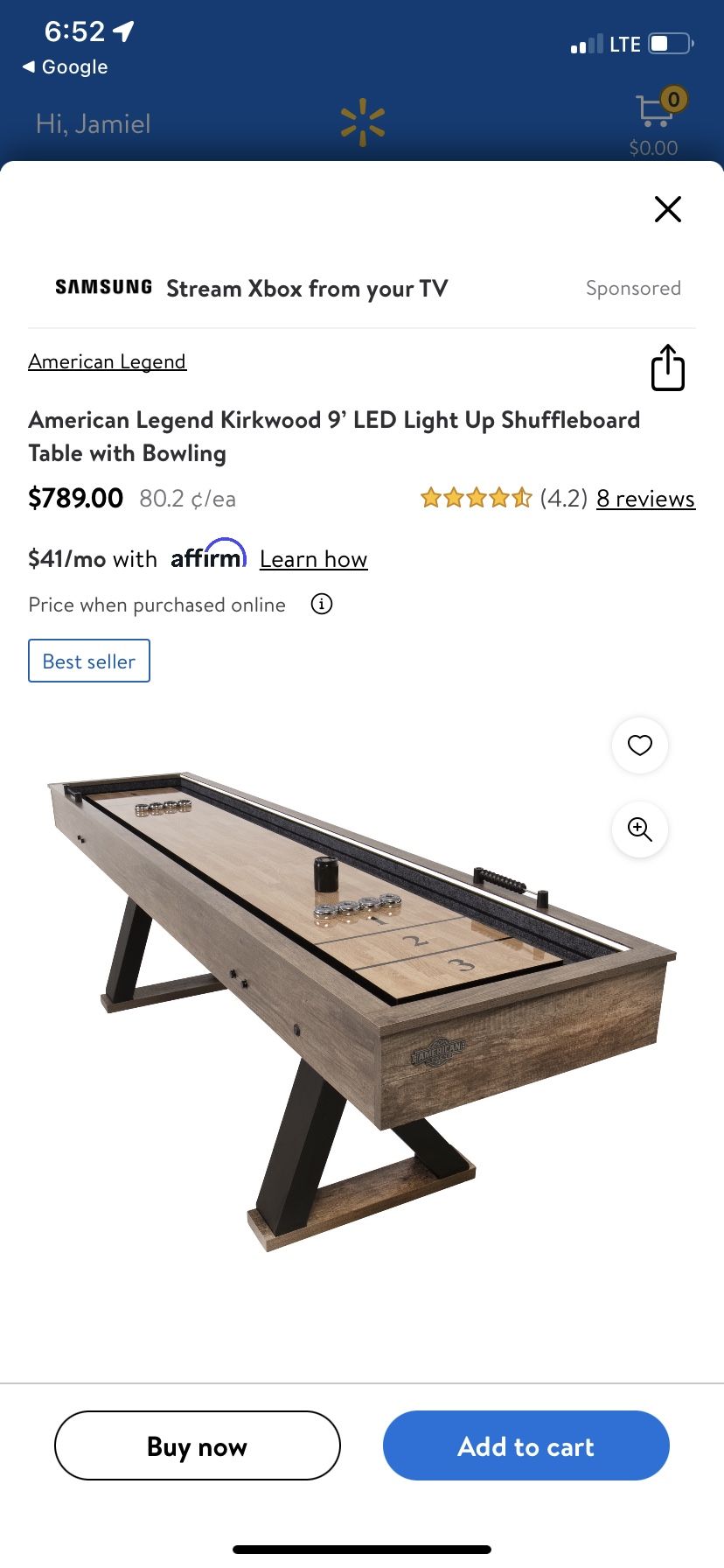 9’ Shuffle Board Table